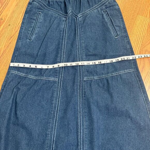Ebossy Denim Maxi Skirt with Raw Hem - Picture 5 of 7